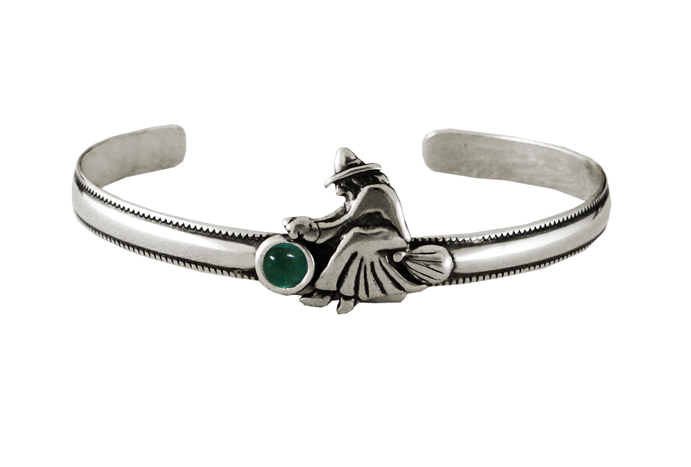 Sterling Silver Witch Cuff Bracelet With Fluorite